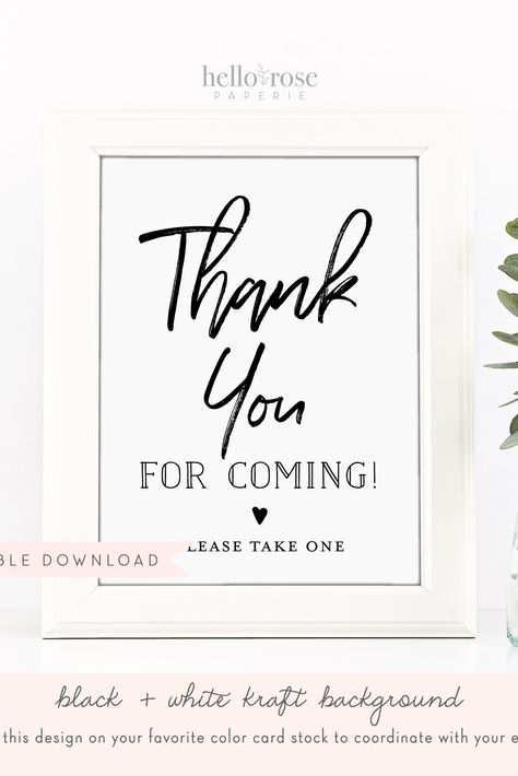 Thank You for Coming Please Take One Printable Sign . Favors Table . Wedding Bridal Baby Shower Bachelorette Party . Instant Download 8x10 #bridalshower #printablebridalpdf #bridalshowersign #showerfavorssign #pleasetakeonesign #bridalfavorssign #thankyouforcoming #favorstablesign #pleasetakeafavor #etsy Favors Table Wedding, Favors Table, Rustic Modern Wedding, Bridal Favors, Bridal Shower Inspiration, Printable Bridal Shower Games, Budget Friendly Wedding, Table Wedding, Simple Budget