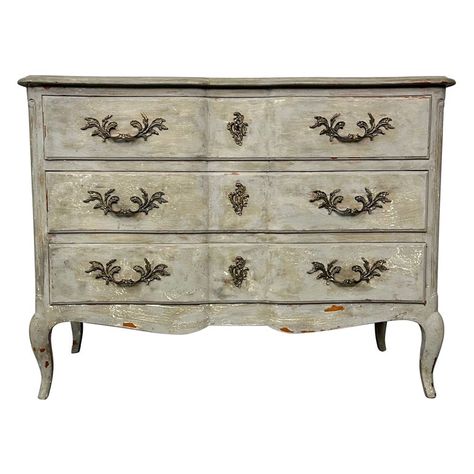 Provincial Gustavian Style Swedish Paint Decorated / Distressed Commode, Chest | See more antique and modern Dressers at https://www.1stdibs.com/furniture/storage-case-pieces/dressers Swedish Paint, Gustavian Furniture, Paint Brass, Gustavian Style, Commode Chest, Iron Hardware, Wood Paint, Furniture Painting, Modern Dresser