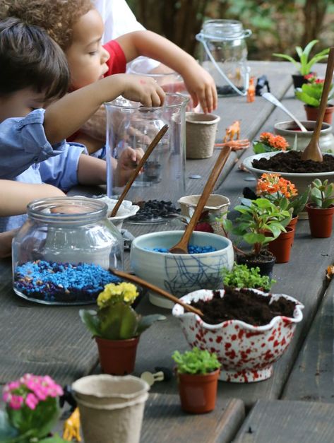 Terrarium Birthday Party, Terrarium Diy Kids, Natural Birthday Party, Kids Gardening Party, Terraria Party, Plant Workshop, Terrarium Workshop, Flower Shop Interiors, Nature Party