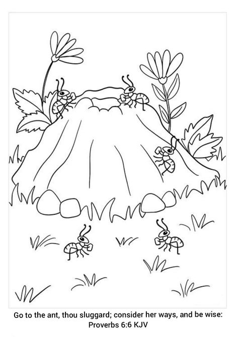 Anthill Drawing, Ants Coloring Pages, Ant Lesson, Fables Activities, Hill Drawing, Ant Life Cycle, Pre K Crafts, Portfolio Kindergarten, Bug Coloring Pages