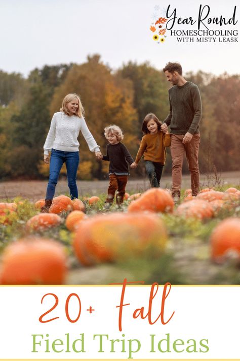 Get the entire family ready for some fun away from your homeschool curricula and schedule using these fall field trip ideas! #fall #autumn #fieldtrip #fieldtrips #homeschool #homeschooling #yearroundhomeschooling #fallfieldtrips Fall Homeschool Field Trip Ideas, Fall Field Trip Ideas, Field Trip Ideas, Fall Field, Homeschool Field Trips, Homeschool Inspiration, Fall Preschool, Homeschool Encouragement, Nature Hikes