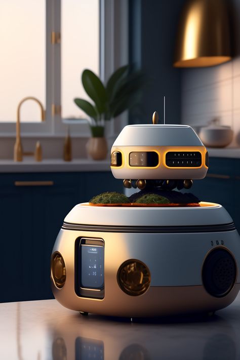 Lexica - A robot preparing a meal in a kitchen, cute, fluffy, sci-fi, coherent like Dall-E 2 Best New Gadgets, New Gadgets 2023, Kitchen Robot, Kitchen Cute, Smart Robot, Cool New Gadgets, Beauty Gadgets, Smart Home Technology, Smart Gadget