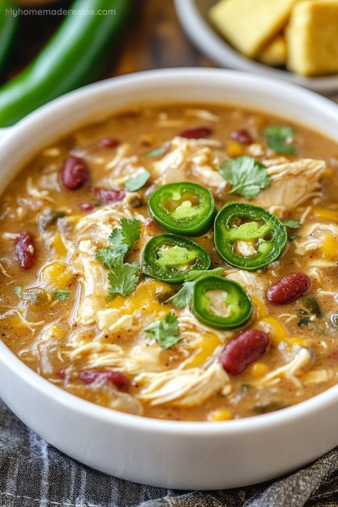 Chicken Jalapeño Popper Chili, Jalapeno Beans With Shredded Chicken, Sweet Chili Chicken Meal Prep, Jalapeno Chili Recipe, Jalapeño Popper Chili, Jalapeño Popper Chicken Soup, Slow Cooker Jalapeno Popper Chicken, Jalapeño Lime Chicken Soup, Chicken Jalapeño Popper Soup