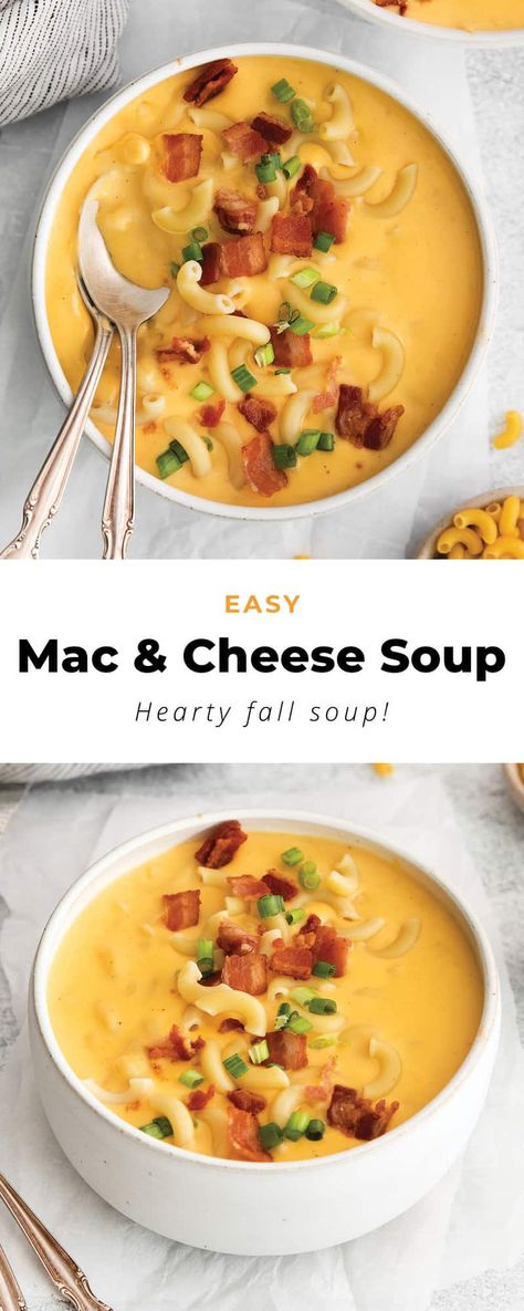 Mac And Cheese Soup, Mac N Cheese Soup, Soup And Grilled Cheese, Cheese Soup Recipes, Cheddar Cheese Soup, Fall Soup Recipes, Savory Soups, Fall Soups, Cheese Soup