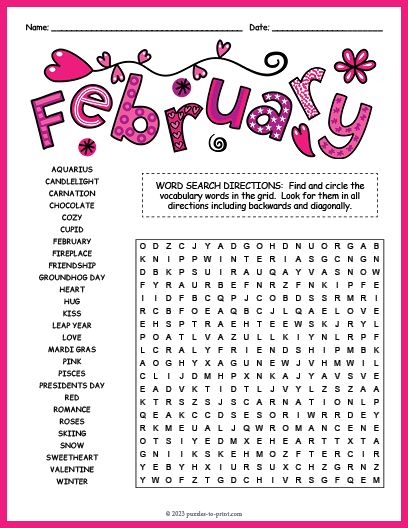 Free Printable February Word Search Free Valentine Word Search, February Crossword Puzzles, Valentine Word Search Free Printable, Free Word Search Puzzles Printables, Word Find Free Printable, Wordsearches For Kids Free Printable, Kids Word Search Free Printable, February Word Search, February Activities For Seniors