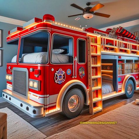 Harley Davidson Decor, Baby Play Areas, Lighting Mcqueen, Cupcake Decor, Unusual Furniture, Auto Led, Kids Beds, Play Areas, Fire Truck