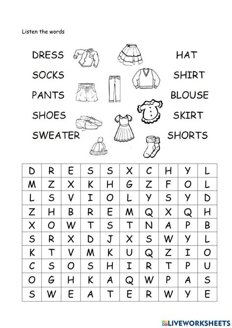 Clothes Worksheets For Preschool, Clothes Worksheets For Kindergarten, Clothes Activities For Kids, Clothing Study Preschool Activities, Clothes Activities For Preschool, Writing Sentences Kindergarten, Clothes Worksheet, Clothes Words, English Clothes