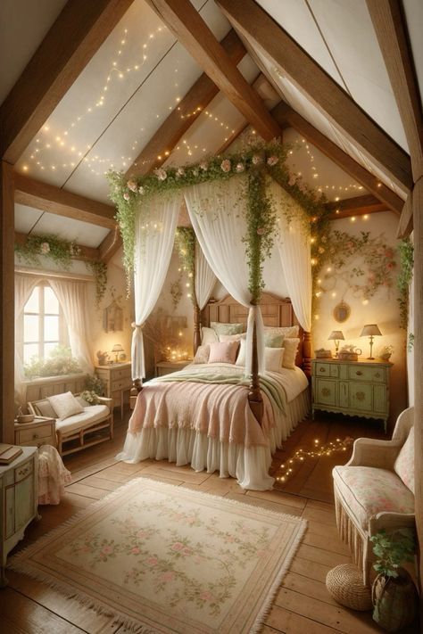 Cottagecore Loft Bed, Fairy Garden Room Ideas Bedrooms, Fairytale Room Aesthetic, Fairytale Room Decor, Cottage Core Bedroom Ideas, Fairytale Room, Naturalist Decor, Fall Bedroom Ideas, Fairy Room