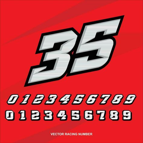 Race Car Numbers Font, Sport Vector, The Number 4, Car Lettering, Diamond Logo, Racing Car Design, Number Design, Numbers Font, Car Design