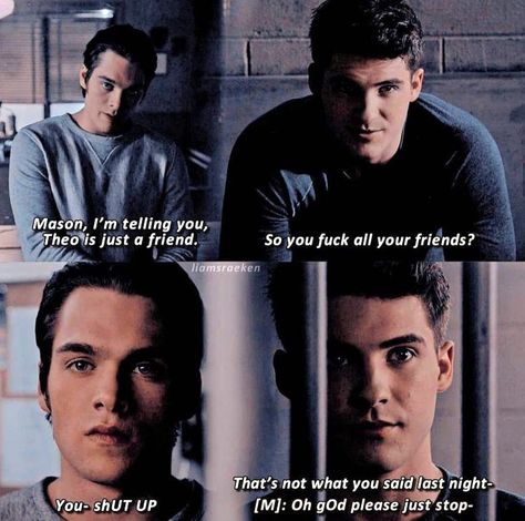 Teen Movie Aesthetic, Theo X Liam, Wolf Meme, Liam Dunbar, Teen Wolf Ships, Teen Wolf Quotes, Teen Wolf Memes, Dylan Sprayberry, Teen Wolf Funny