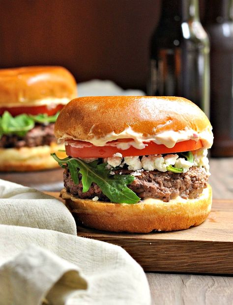 Recipe for Lamb Burgers with Harissa Aioli Best Burger Recipe Ever, Grilled Hamburger Recipes, Juicy Burger Recipe, Lamb Burger Recipes, Grilled Burger Recipes, Lamb Burger, Grilled Turkey Burgers, Best Burger Recipe, Summer Food Party