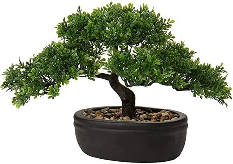 Artificial Bonsai Tree, Outdoor Bonsai Tree, Buy Bonsai Tree, Outdoor Home Office, Fairy Lights In Trees, Japanese Bonsai Tree, Shelf Bedroom, Farmhouse Decorations, Decorative Pebbles