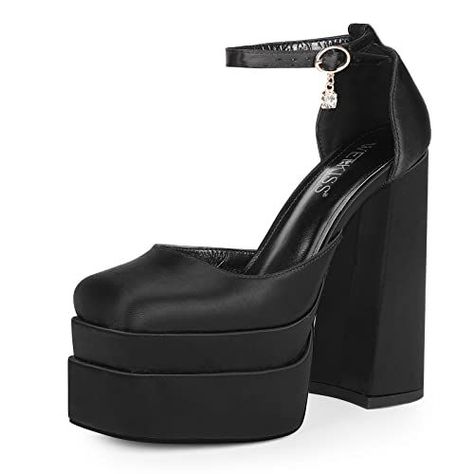 Platform Chunky Heels, White Platform Heels, Red Platform Heels, White Cowgirl Boots, Black Cowgirl Boots, Chunky Pumps, Heels Block, Black Satin Heels, Heels Chunky