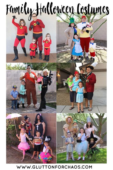 Family Halloween Costumes With Kids, Family Costumes For 4, Easy Family Halloween Costumes, Costume Halloween Famille, Costume Ideas For Groups, Halloween Costumes Family, Disney Family Costumes, Sibling Halloween Costumes, Diy Halloween Games