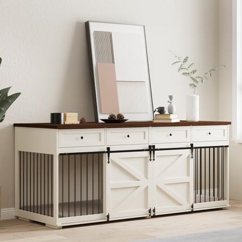 Furniture Style Dog Crate, Double Sliding Barn Doors, Cat Crate, Wooden Dog Kennels, Wooden Dog Crate, Dog Kennel Furniture, Large Dog House, Accent Storage Cabinet, Dog Crate Furniture