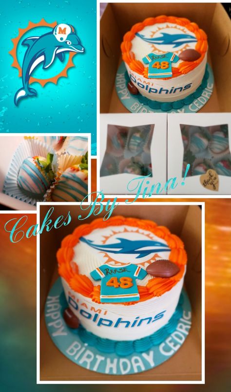 Dolphins Cake Miami, Dolphins Football Cake, Nfl Cakes Birthday, Miami Dolphins Birthday Party, Miami Dolphins Party, Miami Dolphins Cake, Dolphins Cake, Dolphin Birthday Cakes, Playoff Party