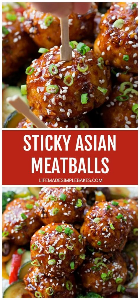 Sticky Asian Meatballs, Asian Pork Meatballs, Fleischer Studios, Asian Meatballs, Life Made Simple, Asian Pork, Appetizer Meatballs, Pork Meatballs, Minced Meat