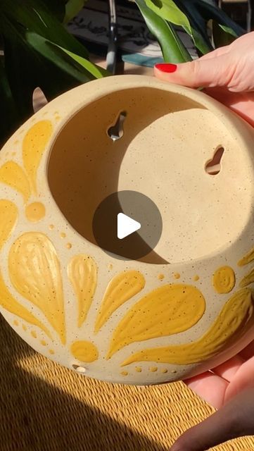 3.4K views · 623 reactions | a process video!! making a hanging wall planter🌱  i made a bunch of these because i'm so ready for spring. stay tuned for the final pieces coming soon, glazed and fired! | ✧ ceramics by pauline ✧ | Canned Heat · Going Up The Country Clay Hanging Planter, Clay Wall Hanging Ideas, Spring Ceramics Ideas, Ceramic Planters Ideas, Ceramic Hanging Planter, Ceramic Hand Building Ideas, Hand Building Ceramics Ideas, Diy Wall Planter, Ceramic Wall Planters