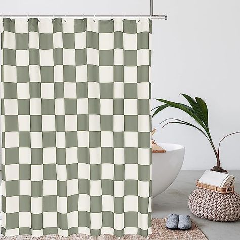 Amazon.com: Tititex Aesthetic Checkerboard Grid Pattern Shower Curtain, White Sage Green Modern Shower Curtain Sets Decoration 71x71 Inch with Hooks : Home & Kitchen Unisex Kids Bathroom Ideas, Kids Bathroom Shower Curtain, Boys Shower Curtain, Rich Bathroom, Modern Shower Curtain, Curtain Inspiration, Curtain White, Colorful Shower Curtain, Green Shower Curtains