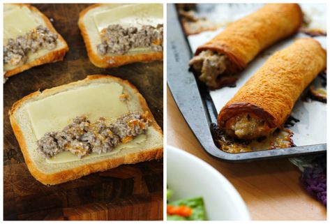 Cheeseburger Roll-Ups | The Two Bite Club | #groundbeef #dinner Burger Night, Kraft Recipes, Roll Ups, Crescent Rolls, Ground Beef Recipes, Cheeseburger, The Two, Ground Beef, Beef Recipes