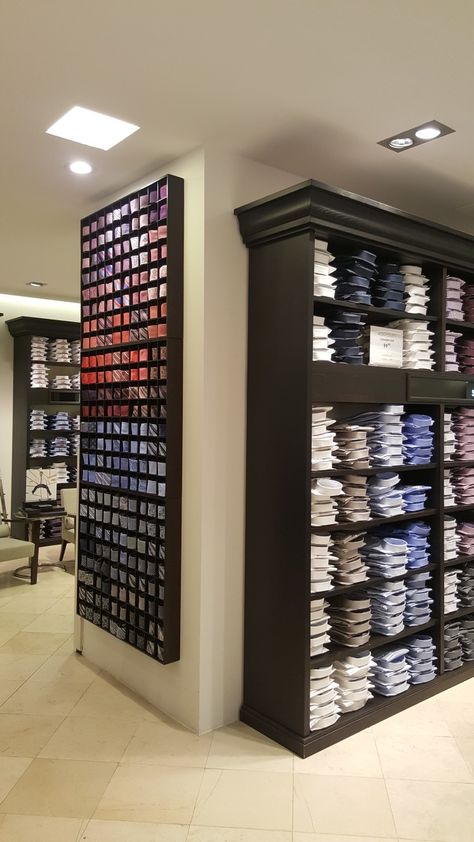 Mens Store Display, Store Counter Design, Store Shelves Design, Suit Stores, Retail Store Interior Design, Clothing Store Interior, Clothing Store Design, Retail Interior Design, Retail Store Interior