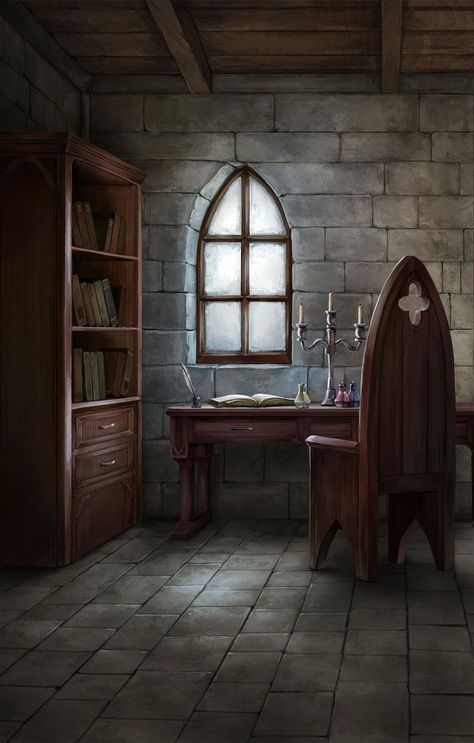 Magic Study Room, Wizard Study Room, Castle Study Room, Wizard Tower Interior, Wizard Room Aesthetic, Medieval Study Room, Study Room Background, Medieval Room Aesthetic, Medieval House Interior