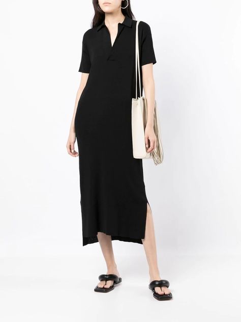 James Perse polo-collared dress Basic Black Dress, Collar Dress, Cold Shoulder, Shoulder Dress, Cold Shoulder Dress, Black Dress, Black