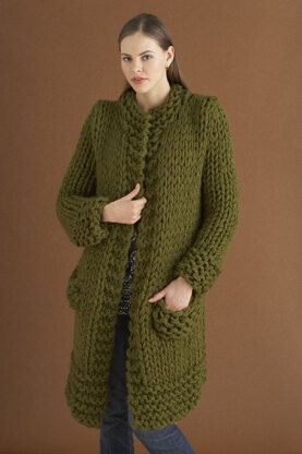 Warm Cardigan Coat Crochet Patterns - Crocheted Cardigan Pattern for a Cozy Look Knit Cardigan Pattern, Lion Brand Wool Ease, Big Knits, Chunky Knitting, Cardigan Knit, Seed Stitch, Lion Brand Yarn, Crochet Jacket, Green Cardigan