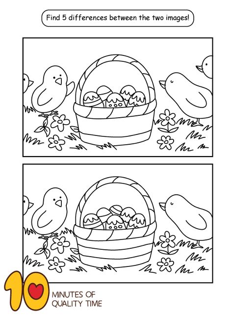 Spot the Difference for Easter Easter Spot The Difference, Older Adults Activities, Find The Difference Pictures, Spot The Difference Puzzle, Toddler Printables, School Kids Activities, Easter Worksheets, Find The Difference, Early Childhood Activities