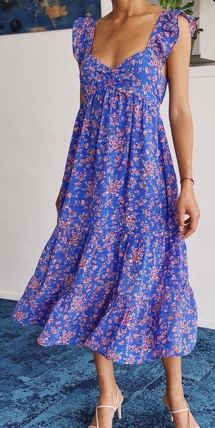 Thrift Bundle, Vintage Summer Dress, Blue Summer Dress, Dress With Floral Print, Blue Summer Dresses, Sheer Dress, Spring Summer Outfits, Simple Dresses, Blue Dress