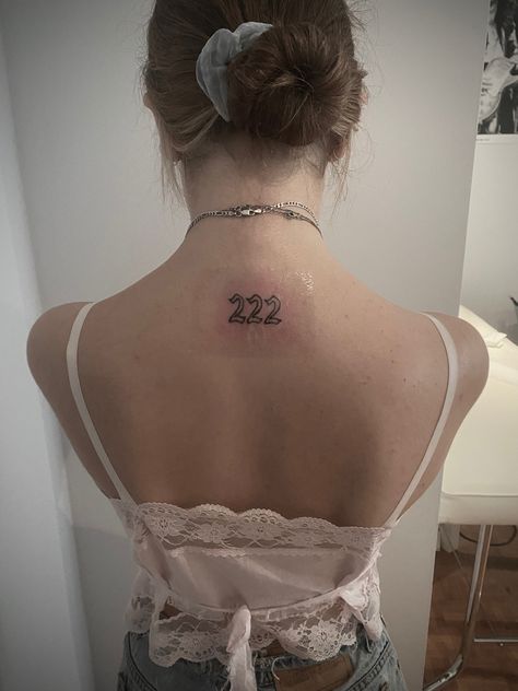 222 222 Old English Tattoo, 222 Tattoo, Old English Tattoo, Angel Number Tattoo, Number Tattoos, Number Tattoo, Tattoo Back, English Tattoo, Angel Number