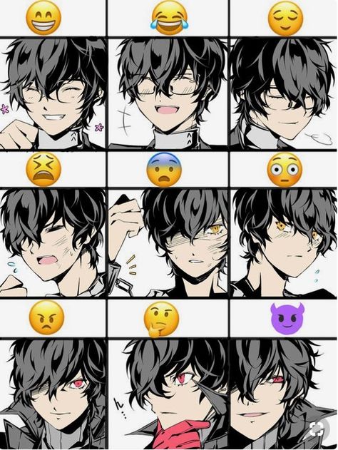 Ren Amamiya and Emoji || Persona 5 Fan Art || Akira Kurusu Persona 5 Memes, Persona Five, Persona 5 Anime, Ren Amamiya, Persona 5 Joker, Shin Megami Tensei Persona, Akira Kurusu, Persona 4, Drawing Expressions