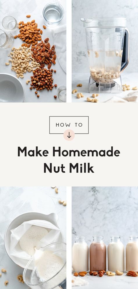 Learn how to make nut milk that's creamy, delicious and the perfect dairy free milk alternative. With this step-by-step tutorial, you'll be able to make the best homemade nut milk with just two ingredients and optional, amazing flavor options. Skip the store-bought nut milk and use this easy nut milk recipe right at home! #nutmilk #vegan #dairyfree Nut Milk Recipe, Pecan Milk, Homemade Nut Milk, Ambitious Kitchen, Homemade Crackers, Nut Milk Bag, Dehydrated Fruit, Cashew Milk, Milk Alternatives