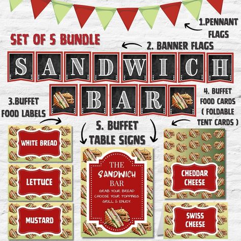 Sandwich Bar Buffet, Build Your Own Sandwich Bar, Build Your Own Sandwich, Sandwich Station, Sandwich Sign, Buffet Cards, Buffet Signs, Bar Buffet, Sandwich Bar