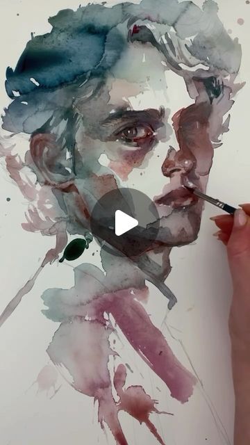 Painting Watercolor Portraits, Loose Watercolour Portrait, Watercolour Portraits Tutorial, Loose Watercolor Portraits, Watercolor Art Techniques, Watercolour Portrait Abstract, Watercolor Art Person, Watercolor Portraits Easy, Portrait Art Watercolour