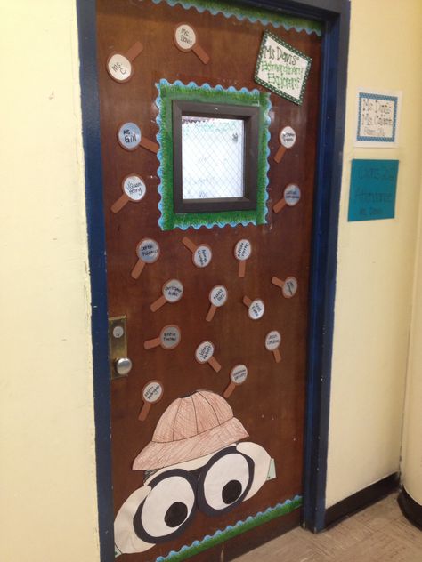 Extraordinary explorers #theme #classroom #explorers #door decorations Detective Door Decorations, Magnifying Glass Bulletin Board, Explorers Classroom Theme, Explorer Theme Classroom, Safari Door Decorations, Safari Classroom Door, Explorer Room, Safari Theme Classroom, Trendy Classroom