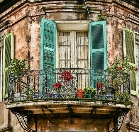 Balcony Door | French Quarter, New Orleans, LA. Explore: Jan… | Flickr Turquoise Shutters, Louisiana Architecture, New Orleans Architecture, Window Charm, French Quarter New Orleans, Louisiana Style, Acrylic Painting Inspiration, New Orleans Art, Balcony Doors