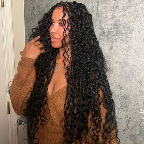 Ariel Locs, Island Locs With Curls, Long Curly Locs Black Women, Kali Locs Hairstyles, Halle Bailey Curly Locs, Faux Locs With Curls, Locs With Curls, Lauren Hill Locs Dreads, Feminine Era