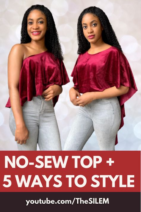 Learn how to make a top without sewing. No needle, no thread, no glue and no sewing machine needed. This no-sew top can also be styled in 5 different ways. All you need is a fabric, scissors, chalk and measuring tape. In this video, I show you how to make a no sew top from fabric, scarf, saree or dupatta. This tutorial is detailed and easy to understand. No sew outfit from fabric, No sew top, No sew top tutorial, No-sew outfit, No sew top DIY, No sew top from dupatta, No sew top from scarf, DIY Top From Dupatta, Diy Clothes Without Sewing, Diy Satin Top, Top From Scarf, No Sew Top, No Sew Clothing, Wrap Top Diy, Sew Tutorials, Scarf Diy