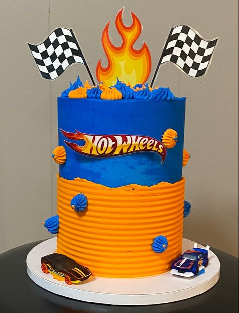 Hotwheels Buttercream Cake, Hot Wheels Cake Birthdays, Easy Hot Wheels Cake, Hot Wheels Birthday Cake Buttercream, Hot Wheels Cake Simple, Hot Wheels Cupcake Cake, Hot Wheels Smash Cake, Hot Wheels Cake Diy, Hot Wheels Birthday Cake Diy