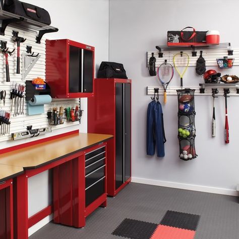 Craftsman Tools Garage, Garage Systems, Craftsman Garage, Home Gym Garage, Garage Storage Systems, Garage Shed, Custom Garages, Garage Makeover, Garage Storage Organization