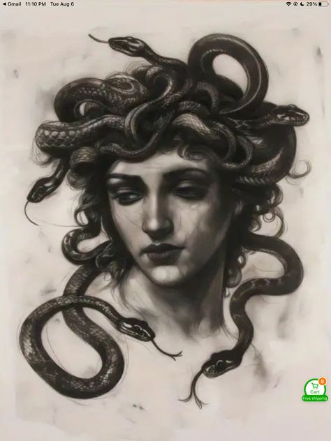 Medusa Pictures, Medusa Artwork, Medusa Drawing, Medusa Tattoo Design, Medusa Art, Snake Girl, Medusa Tattoo, Greek Tattoos, Tattoo Flash Art