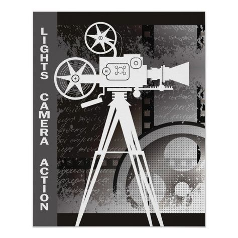 Lights, Camera, Action 16x20 Poster Size: Small. Color: black. Gender: unisex. Age Group: adult. Material: Value Poster Paper (Matte). Camera Silhouette, Movie Theater Rooms, Actor Gifts, Movie Reels, Shop Lights, 16x20 Poster, Lights Camera Action, Action Movie, Movie Themes