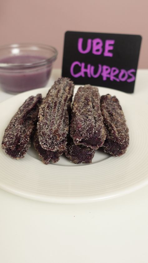 Ube Churros Ube Extract Recipe, Ube Donut Recipe, Ube Recipe, Ube Dessert Recipe, Ube Extract, Ube Recipes, Filipino Food Dessert, Churros Recipe, Filipino Desserts