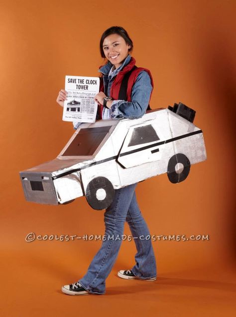 Back+to+the+Future+Marty+McFly+and+the+Delorean+Costume Delorean Costume, Marty Mcfly Costume, Marty And Doc, Back To The Future Marty, Back To The Future Party, Car Costume, 80s Party Outfits, Future Costume, Future Days