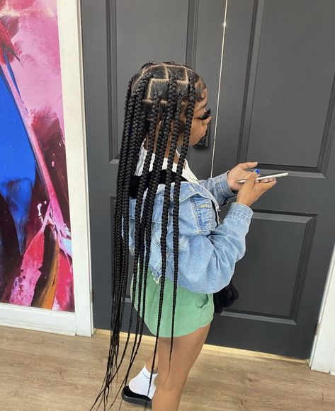 Large Knotted Box Braids, Large Braids For Black Women, Large Knotless Box Braids With Curls, Knotless Box Braids Large, Large Knotless Braids Hairstyles, Large Knotless Box Braids, Curly Braided Hairstyles, Large Knotless, Jumbo Knotless