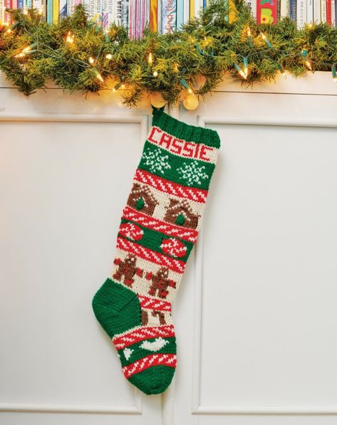 How to knit your own Christmas stocking with a fun gingerbread pattern Gingerbread Pattern, Stocking Designs, Mattress Stitch, Traditional Styles, Personalized Stockings, How To Knit, Circular Knitting, Christmas Knitting, Christmas Morning