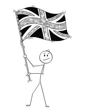 Person Holding Flag, Flag Sketch, Flag Of United Kingdom, Modern Soldier, Flag Drawing, English Flag, Stick People, Cartoon Smile, Cartoon Designs