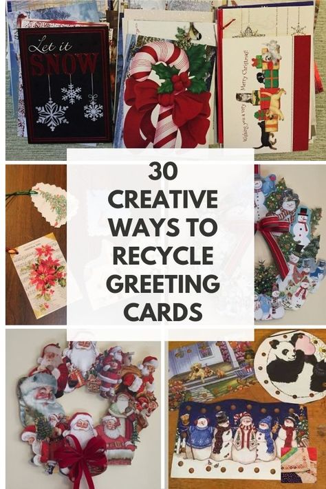 Find new and exciting ways to repurpose, recycle, reuse, and upcycle old paper greeting cards. Recycle Greeting Cards, Elf Birthday, Recycle Christmas Cards, Happy Birthday Letter, Recycled Paper Crafts, Recycled Cards, Old Greeting Cards, Birthday Letter, Christmas Card Ornaments