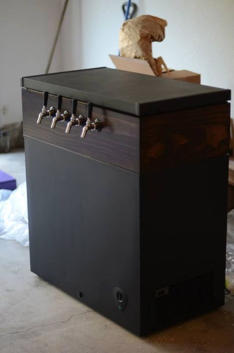 The Man's DIY (And A Good Excuse to Build a Keezer) | The Budget Savvy Bride Diy Kegerator Bar, Bride Mugs, Keezer Ideas, Kegerator Diy, Keezer Build, Kombi Food Truck, Diy Beer, Beer Fridge, Home Brewery